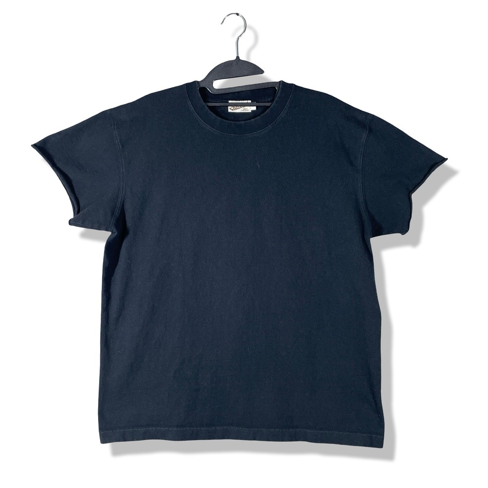 Non Stock T-Shirt Mens L Black Raw Hem Minimalist Streetwear Casual Heavyweight